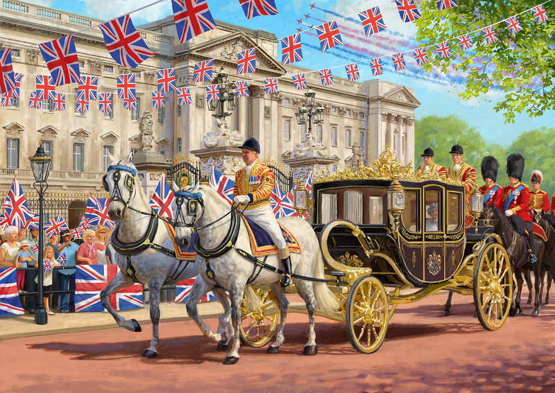 Queen's Jubilee royal carriage procession jigsaw illustration by Daniel Rodgers